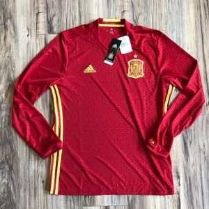 ADIDAS Spain Home Red Long Sleeve Soccer Jersey